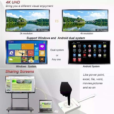 Interactive Smart Whiteboard Touch Screen Flat Panels Intelligent 75" 32GB